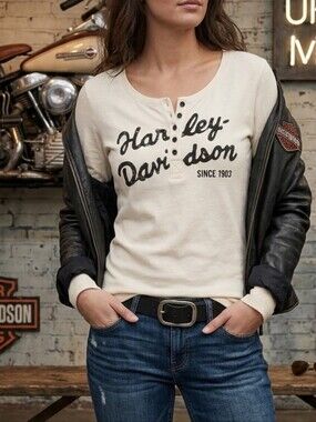 Harley-Davidson Genuine Motorclothes Henley Top | Cream | Small